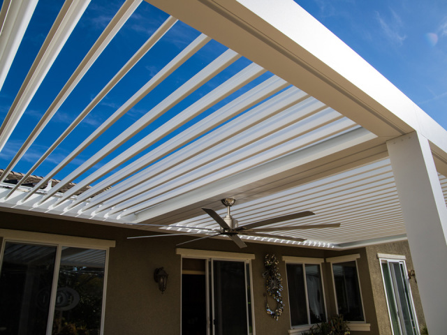 Louvered roof automatic patio cover